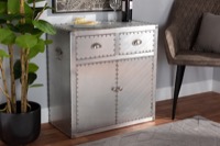 Baxton Studio Serge French Industrial Silver Metal 2-Door Accent Storage Cabinet