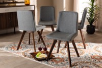 Baxton Studio Pernille Modern Transitional Grey Fabric Upholstered Walnut Finished 4-Piece Wood Dining Chair Set Set