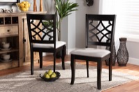 Baxton Studio Mael Modern and Contemporary Grey Fabric Upholstered and Dark Brown Finished Wood 2-Piece Dining Chair Set