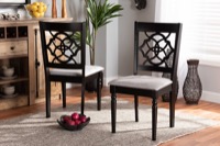 Baxton Studio Renaud Modern and Contemporary Grey Fabric Upholstered and Dark Brown Finished Wood 2-Piece Dining Chair Set