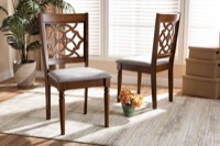 Baxton Studio Renaud Modern and Contemporary Grey Fabric Upholstered and Walnut Brown Finished Wood 2-Piece Dining Chair Set