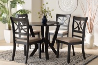 Baxton Studio Mari Modern Beige Fabric and Dark Brown Finished Wood 5-Piece Dining Set