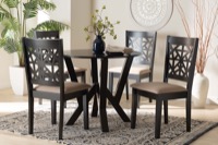 Baxton Studio Felice Modern Beige Fabric and Dark Brown Finished Wood 5-Piece Dining Set