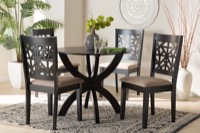 Baxton Studio Lena Modern Beige Fabric and Dark Brown Finished Wood 5-Piece Dining Set