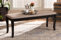 Baxton Studio Cornelie Modern and Contemporary Transitional Sand Fabric Upholstered and Dark Brown Finished Wood Dining Bench