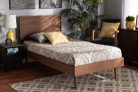 Baxton Studio Gisa Mid-Century Modern Transitional Walnut Brown Finished Wood Twin Size Platform Bed