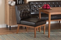 Baxton Studio Riordan Mid-Century Modern Dark Brown Faux Leather Upholstered and Walnut Brown Finished Wood Dining Chair