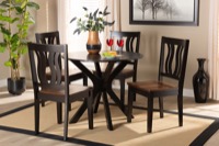 Baxton Studio Mare Modern and Contemporary Transitional Two-Tone Dark Brown and Walnut Brown Finished Wood 5-Piece Dining Set