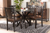 Baxton Studio Liese Modern and Contemporary Transitional Two-Tone Dark Brown and Walnut Brown Finished Wood 5-Piece Dining Set