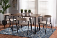 Baxton Studio Delgado Modern and Contemporary Beige Fabric Upholstered and Black Metal 5-Piece Dining Set