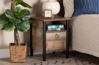 Baxton Studio Vaughan Modern and Contemporary Two-Tone Rustic Oak Brown and Black Finished Wood Nightstand