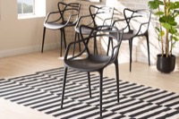 Baxton Studio Landry Modern and Contemporary Black Finished Polypropylene Plastic 4-Piece Stackable Dining Chair Set