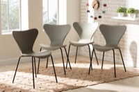 Baxton Studio Jaden Modern and Contemporary Beige Plastic and Black Metal 4-Piece Dining Chair Set