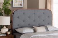 Baxton Studio Shanti Classic and Traditional Grey Fabric and Walnut Brown Finished Wood Queen Size Headboard