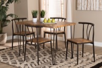 Baxton Studio Tilda Modern Industrial Natural Brown Finished Wood and Dark Bronze Metal 5-Piece Dining Set