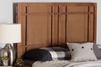 Baxton Studio Katrice Mid-Century Modern Ash Walnut Finished Wood Queen Size Headboard with Rattan