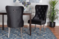 Baxton Studio Honora Contemporary Glam and Luxe Black Velvet Fabric and Silver Metal 2-Piece Dining Chair Set