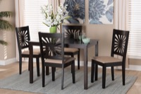 Baxton Studio Olympia Modern Beige Fabric and Espresso Brown Finished Wood 5-Piece Dining Set