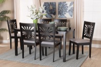 Baxton Studio Olympia Modern Grey Fabric and Espresso Brown Finished Wood 7-Piece Dining Set