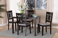 Baxton Studio Olympia Modern Grey Fabric and Espresso Brown Finished Wood 5-Piece Dining Set