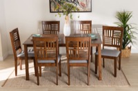 Baxton Studio Deanna Modern Grey Fabric and Walnut Brown Finished Wood 7-Piece Dining Set