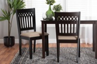 Baxton Studio Genesis Modern Beige Fabric and Dark Brown Finished Wood 2-Piece Dining Chair Set