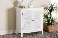 Baxton Studio Yelena Classic and Traditional White Finished Wood 2-Door Storage Cabinet