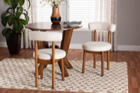 Baxton Studio Edric Modern Japandi Cream Boucle Fabric and Walnut Brown Finished Wood 2-Piece Dining Chair Set