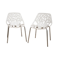 Baxton Studio Modern Birch Sapling White Finished Plastic Dining Chair (Set of 2)