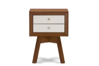 Baxton Studio Warwick Two-tone Walnut and White Modern Accent Table and Nightstand