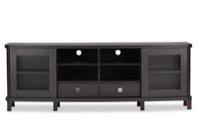 Baxton Studio Walda 70-Inch Greyish Dark Brown Wood TV Cabinet with 2 Sliding Doors and 2 Drawers