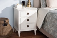 Baxton Studio Venezia French-Inspired Rustic Whitewash Wood 3-Drawer Nightstand