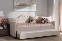 Baxton Studio Perry Modern and Contemporary Light Beige Fabric Daybed with Trundle