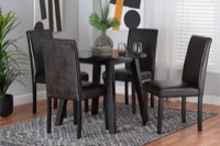 Baxton Studio Emine Modern Dark Brown Faux Leather and Espresso Brown Finished Wood 5-Piece Dining Set