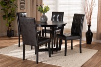 Baxton Studio Vida Modern and Contemporary Dark Brown Faux Leather Upholstered and Dark Brown Finished Wood 5-Piece Dining Set