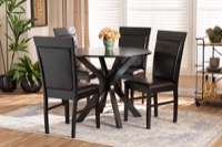 Baxton Studio Jeane Modern and Contemporary Dark Brown Faux Leather Upholstered and Dark Brown Finished Wood 5-Piece Dining Set