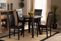 Baxton Studio Miya Modern and Contemporary Dark Brown Faux Leather Upholstered and Dark Brown Finished Wood 5-Piece Dining Set