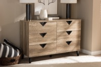 Baxton Studio Wales Modern and Contemporary Light Brown Wood 6-Drawer Dresser