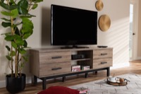 Baxton Studio Arend Modern and Contemporary Two-Tone Oak and Ebony Wood 4-Drawer TV Stand