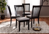 Baxton Studio Minette Modern and Contemporary Gray Fabric Upholstered Espresso Brown Finished Wood Dining Chair Set of 4