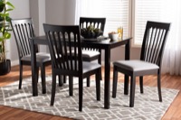 Baxton Studio Minette Modern and Contemporary Gray Fabric Upholstered Espresso Brown Finished Wood 5-Piece Dining Set