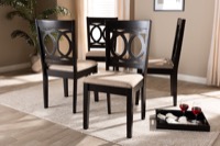 Baxton Studio Lenoir Modern and Contemporary Sand Fabric Upholstered Espresso Brown Finished Wood Dining Chair Set of 4