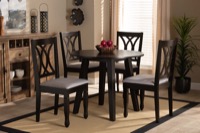 Baxton Studio Millie Modern and Contemporary Grey Fabric Upholstered and Dark Brown Finished Wood 5-Piece Dining Set