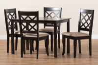 Baxton Studio Verner Modern and Contemporary Sand Fabric Upholstered Espresso Brown Finished 5-Piece Wood Dining Set