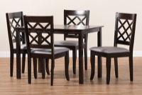 Baxton Studio Verner Modern and Contemporary Grey Fabric Upholstered Espresso Brown Finished 5-Piece Wood Dining Set