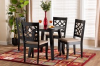 Baxton Studio Thea Modern Beige Fabric and Dark Brown Finished Wood 5-Piece Dining Set