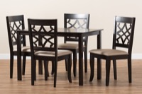 Baxton Studio Mael Modern and Contemporary Sand Fabric Upholstered Espresso Brown Finished 5-Piece Wood Dining Set