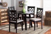 Baxton Studio Mya Modern and Contemporary Grey Fabric Upholstered and Dark Brown Finished Wood 5-Piece Dining Set