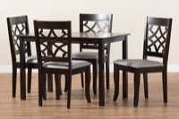 Baxton Studio Mael Modern and Contemporary Grey Fabric Upholstered Espresso Brown Finished 5-Piece Wood Dining Set