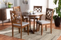 Baxton Studio Dayna Modern and Contemporary Grey Fabric Upholstered and Walnut Brown Finished Wood 5-Piece Dining Set